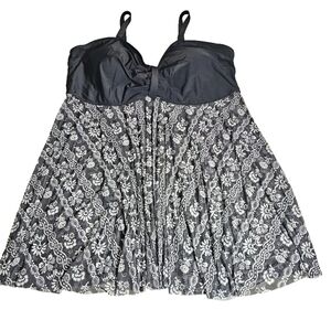 New Bloomchic Plus Size US 30 Black Floral Tropical Swim Beach Tankini Top